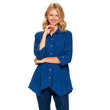 Textured Cotton Shirt in Capri Blue - EC-402-BLU - Size S Only - Final Sale!