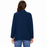 Soft Stretch Knit Open-Front Cardigan in Indigo - D202