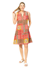 Paisley Patch Paradise Dress - 86015- Coral - Size XL
