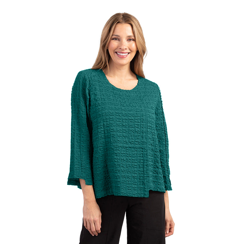 Habitat Pucker Weave Lapped Seam Pullover in Teal - 23700-TL - Size XS Only!