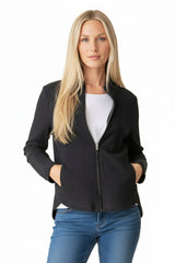 Solid Zip Front High-Low Jacket in Black - 87102 - Sizes XS & L