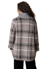 Taupe Plaid Shawl-Collar Cardigan - 87227-DRFT - Size XXL Only!