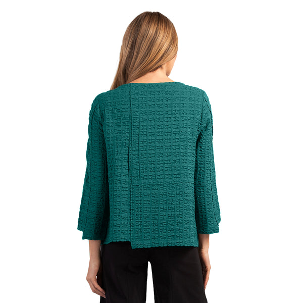 Habitat Pucker Weave Lapped Seam Pullover in Teal - 23700-TL - Size XS Only!