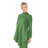 Asymmetric Mock-Neck Tunic in Hunter Green - 4759T-HNT