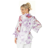 Sheer Floral 2-Button Blouse/Jacket in Purple - 6511J-PPL