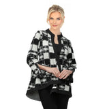 Modern Black & White Check Asymmetric Jacket - 7369J