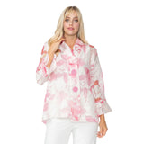 Sheer Floral 2-Button Blouse/Jacket in Pink - 6511J-PNK