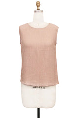 Crinkled Sleeveless Jewel Neck Top - 901T