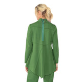 Asymmetric Mock-Neck Tunic in Hunter Green - 4759T-HNT