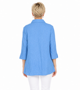Embroidered Cotton Voile Shirt in French Blue - EC104-FB