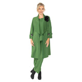 Techno Knit Long Open Front Jacket in Hunter Green - 4585J-HNT