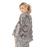 Tiered Chevron Fringe Jacket W/ Tank in Grey - 6966J