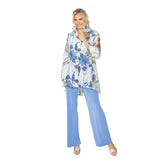 Sheer Floral Hi-Low Blouse in Blue - 2277J - Size XL Only!