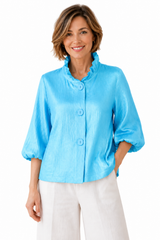 Subtle Shimmer Short Jacket in Sky Blue - 5081-SKY - Size XL Only!