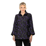 Striking Grid Jacquard Jacket in Purple/Black - 7353J-PPL