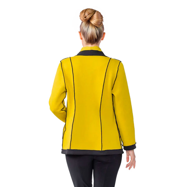 IC Collection Techno Knit Jacket W/ Contrast Trim in Mustard - 4939J-MST - Size XL Only!