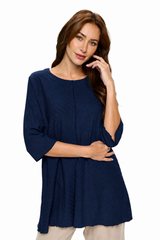 Diagonal Rib Lightweight Tunic in Navy - CS390-NVY