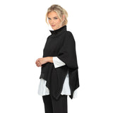 Fashion-Forward High Collar Poncho with Zip Sides in Black - 7136T-BLK