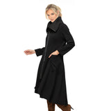 Wide Dramatic Collar Hi-Low Jacket in Black - 7142J-BLK