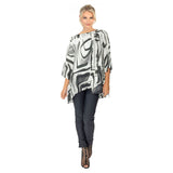 Easy Brushstroke Print Asymmetric Tunic - 6104T-BLK