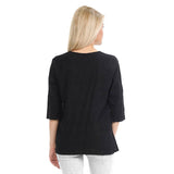 Embroidered Cotton Voile Top in Black - C630-BLK
