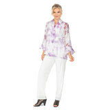 Sheer Floral 2-Button Blouse/Jacket in Purple - 6511J-PPL