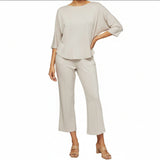 Lior Paris Soft Knit Pant Set in Sand - ZIA-SND