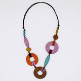 Saylor Multi-Color Wood Open Bead Adjustable Necklace