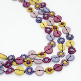 Purple Petite Daisy Triple Strand Necklace