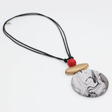 Luna Marbled Wood Pendant Necklace