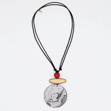 Luna Marbled Wood Pendant Necklace