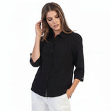 Textured Embroidered Button Front Shirt in Black - C734-BLK
