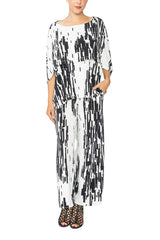 Pixelated Geometric Print Tiered Cape Top - C1082T