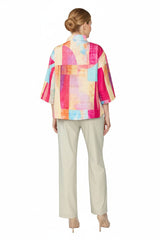 Artful Abstract Print One-Button Jacket - C1095J-PNK