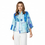 Artful Abstract Print One-Button Jacket - C1095J-BLU