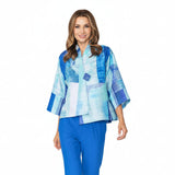 Artful Abstract Print One-Button Jacket - C1095J-BLU