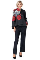 Just In! Textured Rose Garden Jacket in Red - C1230J-RD