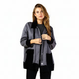 Soft Stretch Fleece & Corduroy Tie-Collar Jacket - C47031