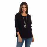 Essential Fall Waffle-Knit Top in Black - C519-BLK
