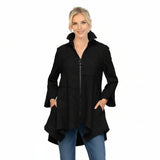 Tone-On-Tone Jacquard Tunic Jacket in Black - 7359T-BLK