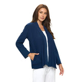 Denim Knit Open Front Cardigan in Indigo - D202