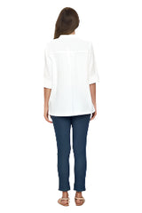 Textured Cotton Shirt in White - CS117-WT