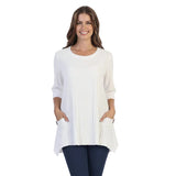 Textured Ribbed Cotton Tunic in White - CS330-WT