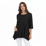 Textured Ribbed Cotton Tunic in Black - CS330-BLK