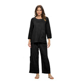 Contrast Stripe Tunic Top in Black Coffee - CS385-BLK