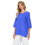 Lightweight Textured Cotton Top in Violet Blue - CS135-VT