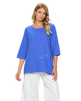 Lightweight Textured Cotton Top in Violet Blue - CS135-VT