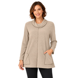 Cotton Diagonal-Rib Cowl-Neck Tunic - CS382