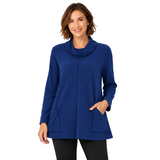 Cotton Diagonal-Rib Cowl-Neck Tunic - CS382