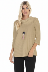Diagonal Rib Cotton Tunic in Flax - CS369-FLX